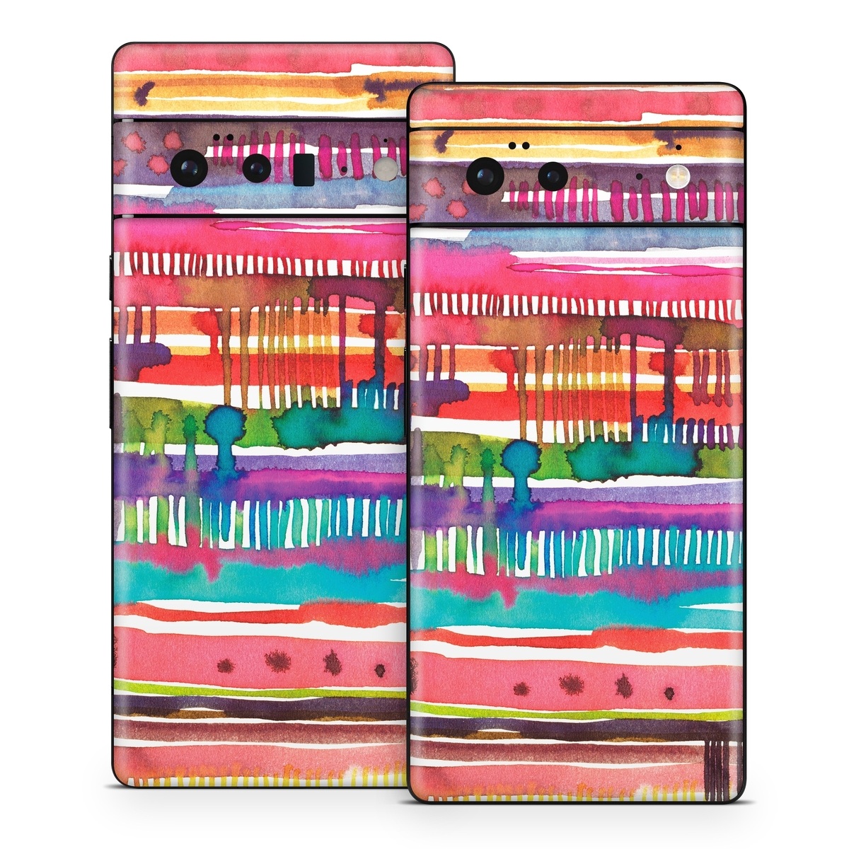 Google Pixel 6 Series Skin design of Textile, Art, Magenta, Hair accessory, with white, red, orange, yellow, green, blue, purple, brown, pink colors