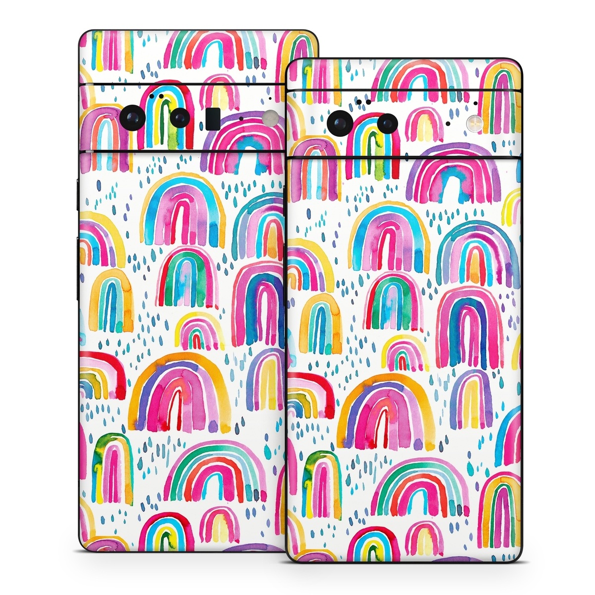 Google Pixel 6 Series Skin design of Line, Pattern, Design, with white, orange, yellow, blue, pink, red, green colors