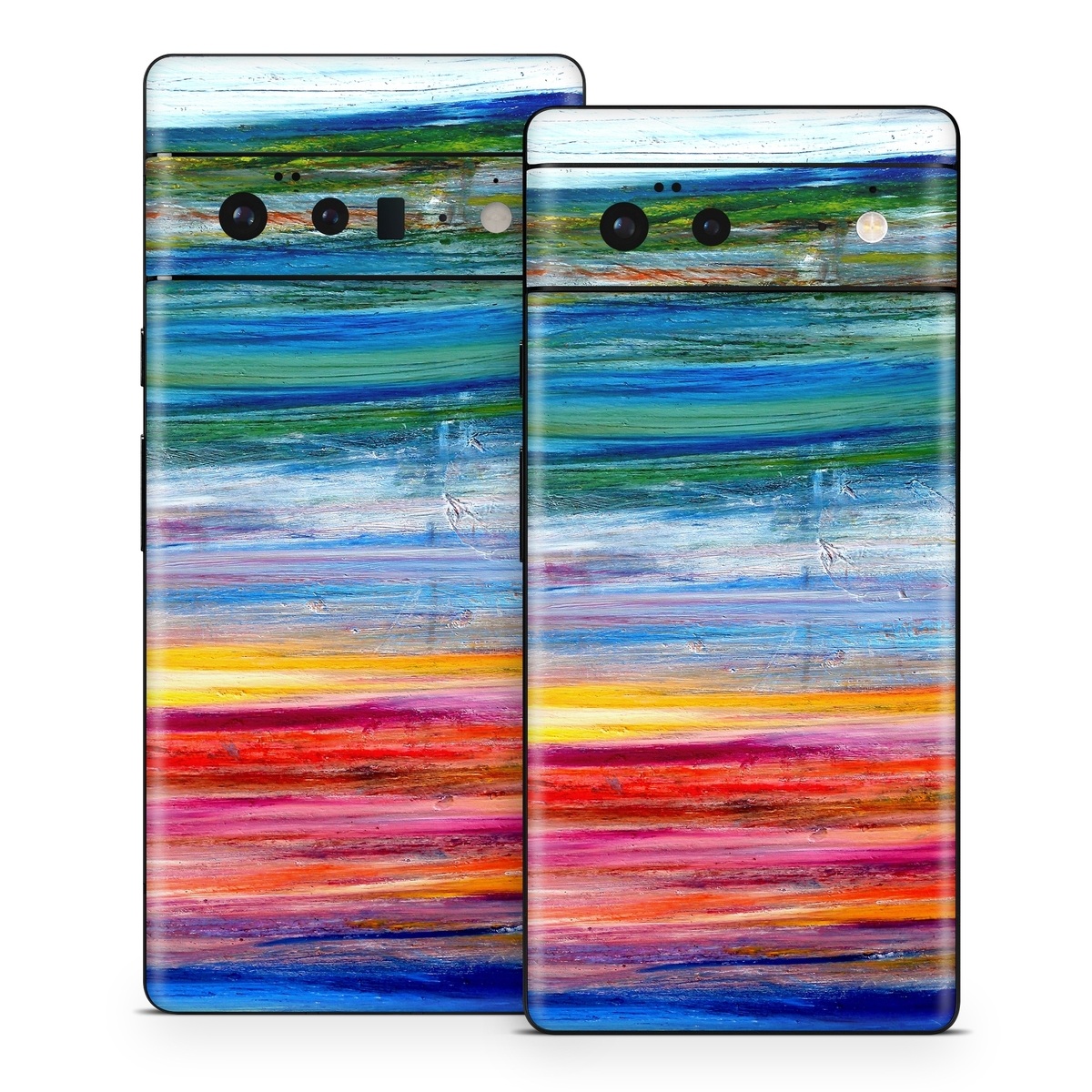 Google Pixel 6 Series Skin design of Sky, Painting, Acrylic paint, Modern art, Watercolor paint, Art, Horizon, Paint, Visual arts, Wave, with gray, blue, red, black, pink colors