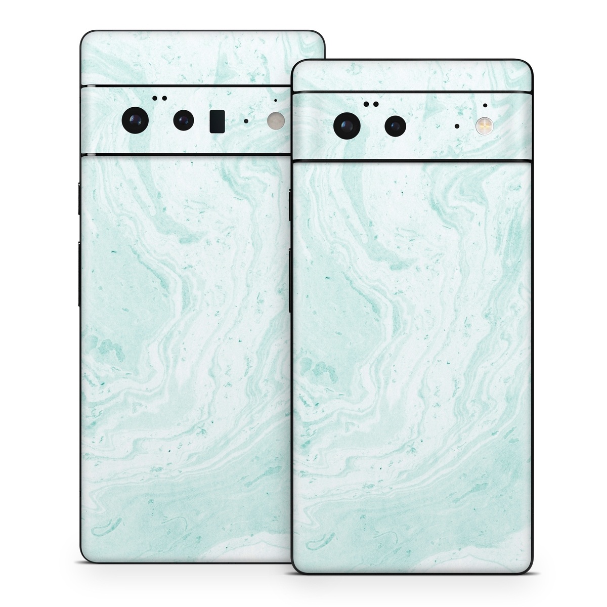 Google Pixel 6 Series Skin design of White, Aqua, Pattern, with green, blue colors