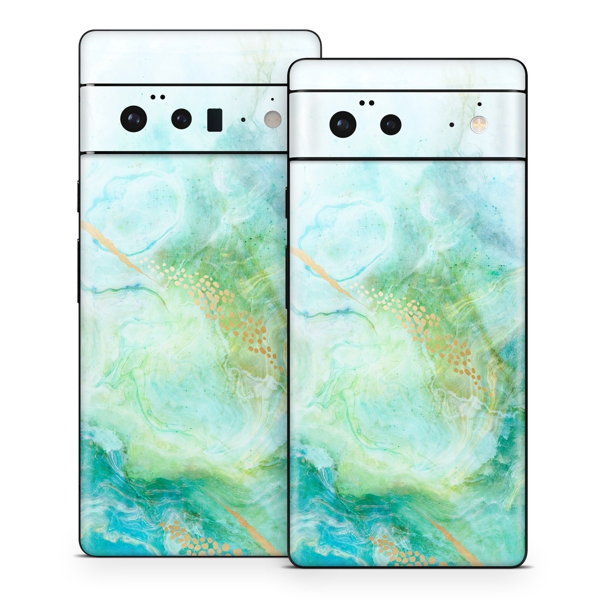 Google Pixel 6 Series Skin design of Blue, Watercolor paint, Aqua, Line, Sky, Design, Pattern, Art, Illustration, with blue, yellow, orange colors
