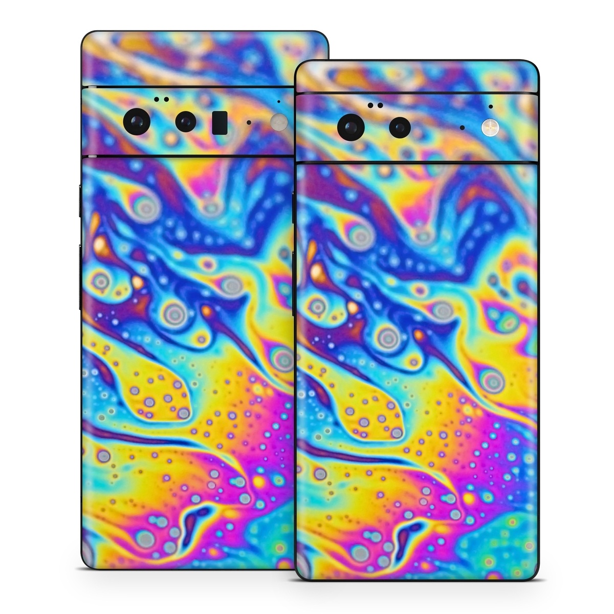 Google Pixel 6 Series Skin design of Psychedelic art, Blue, Pattern, Art, Visual arts, Water, Organism, Colorfulness, Design, Textile, with gray, blue, orange, purple, green colors
