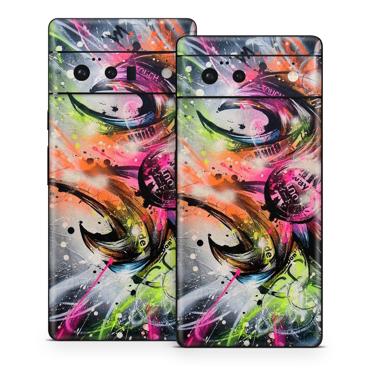 Google Pixel 6 Series Skin design of Graphic design, Fractal art, Art, Illustration, Design, Graphics, Cg artwork, Font, Visual arts, Pattern, with black, gray, red, green, purple, blue colors