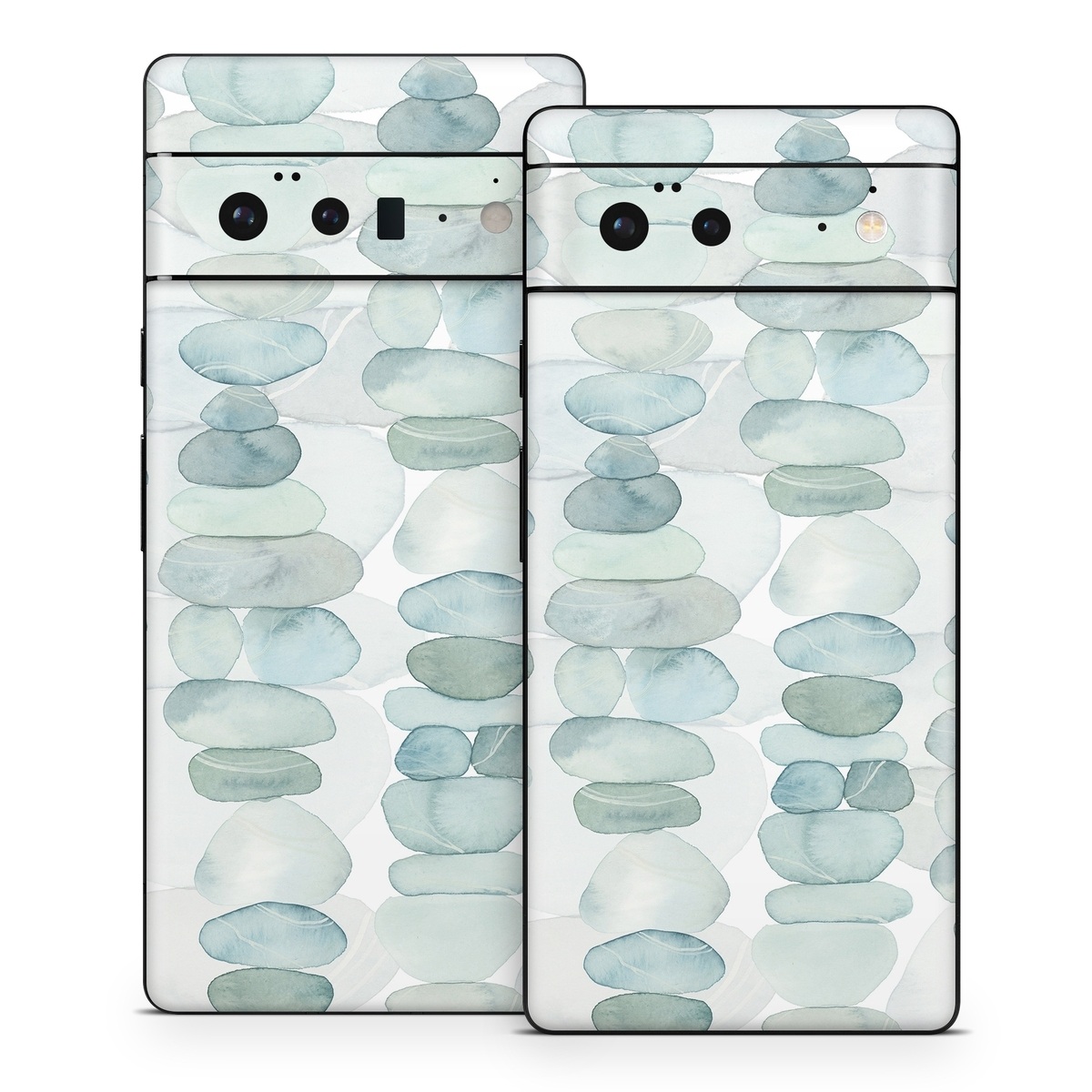 Google Pixel 6 Series Skin design of Aqua, Turquoise, Circle, Pattern, Transparent material, Glass, with white, blue colors