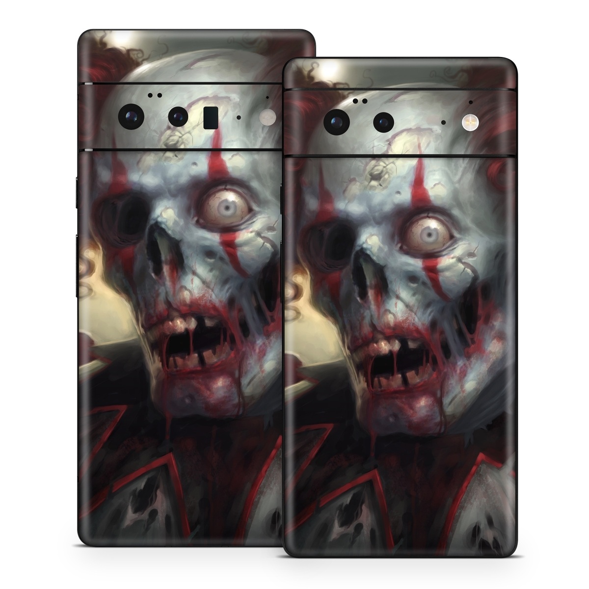 Google Pixel 6 Series Skin design of Illustration, Fictional character, Fiction, Supervillain, Demon, Art, Zombie, Ghost, Supernatural creature, Flesh, with black, gray, green, red colors
