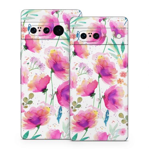 Abstract Pink Poppies Google Pixel 7 Series Skin