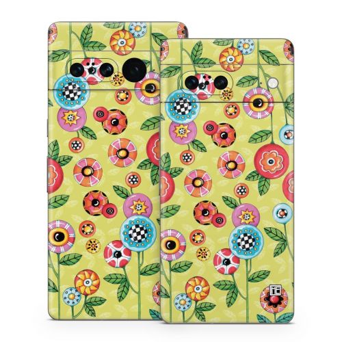 Button Flowers Google Pixel 7 Series Skin