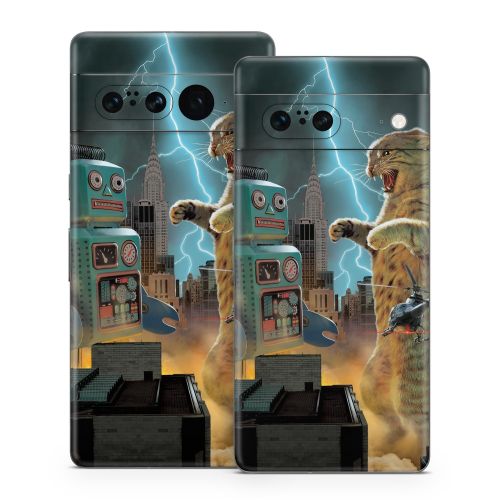 Catzilla Vs Robot Google Pixel 7 Series Skin