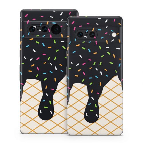 Black Ice Cream Drip Google Pixel 7 Series Skin