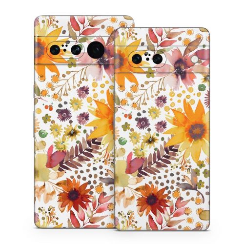 Summer Watercolor Sunflowers Google Pixel 7 Series Skin