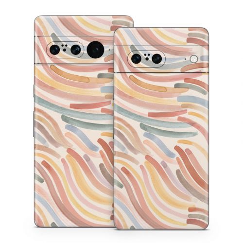 Terracotta Brushstroke Waves Google Pixel 7 Series Skin