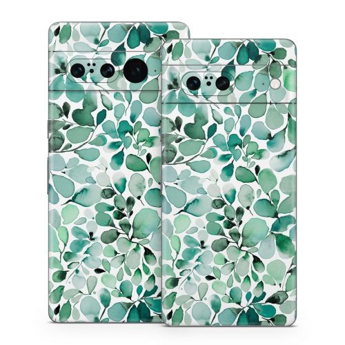 Watercolor Eucalyptus Leaves Google Pixel 7 Series Skin