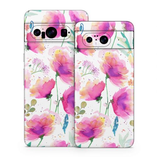 Abstract Pink Poppies Google Pixel 8 Series Skin
