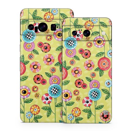 Button Flowers Google Pixel 8 Series Skin