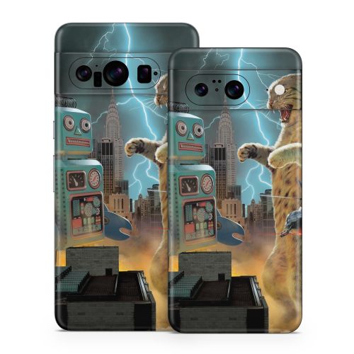 Catzilla Vs Robot Google Pixel 8 Series Skin
