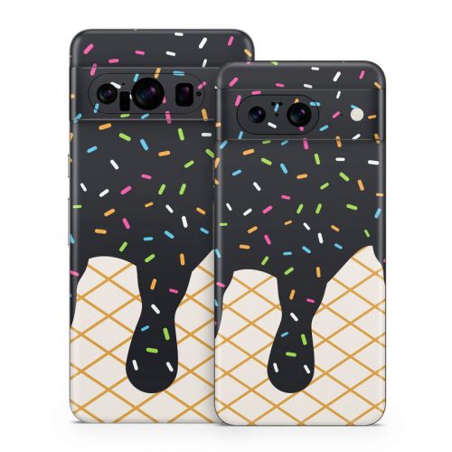 Black Ice Cream Drip Google Pixel 8 Series Skin