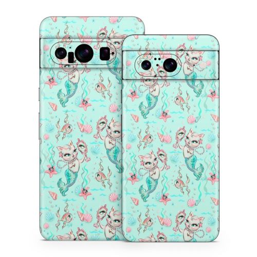Merkittens with Pearls Aqua Google Pixel 8 Series Skin