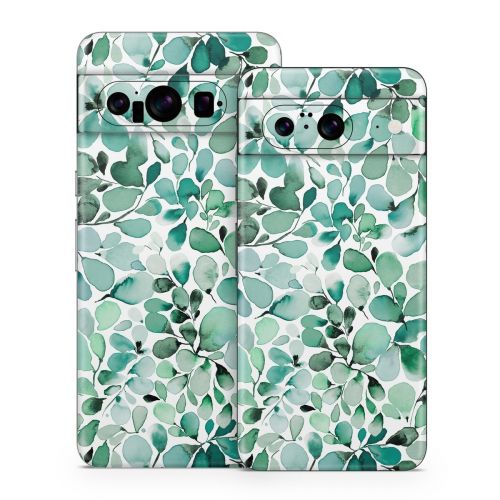 Watercolor Eucalyptus Leaves Google Pixel 8 Series Skin