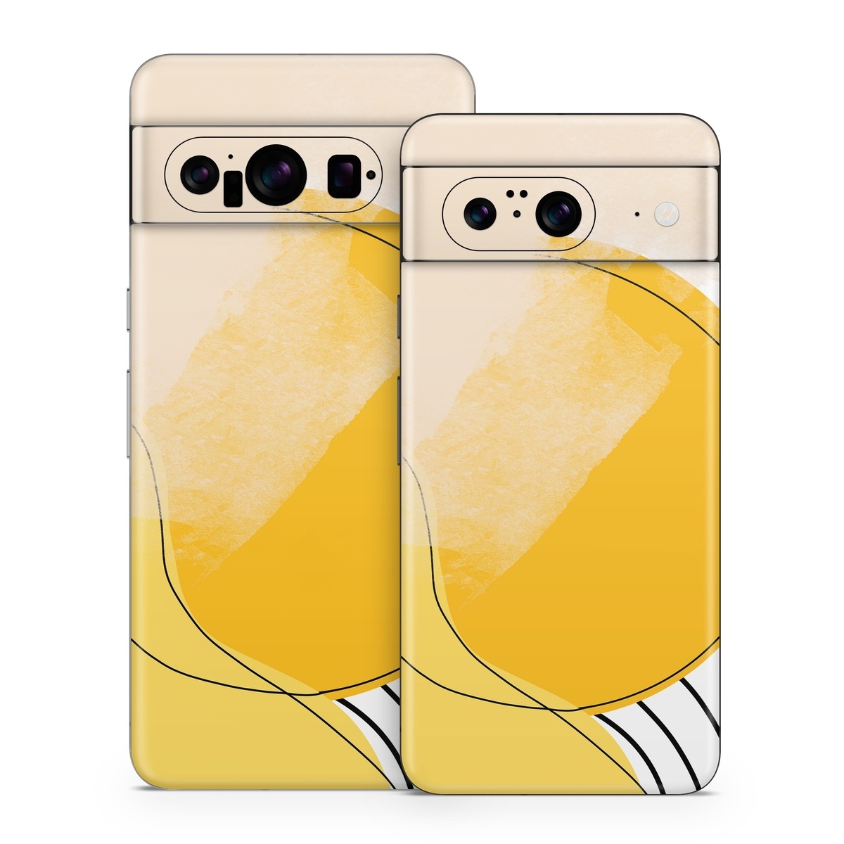 Google Pixel 8 Series Skin design of Yellow, Line, Illustration, Graphics, with white, black, brown, yellow colors
