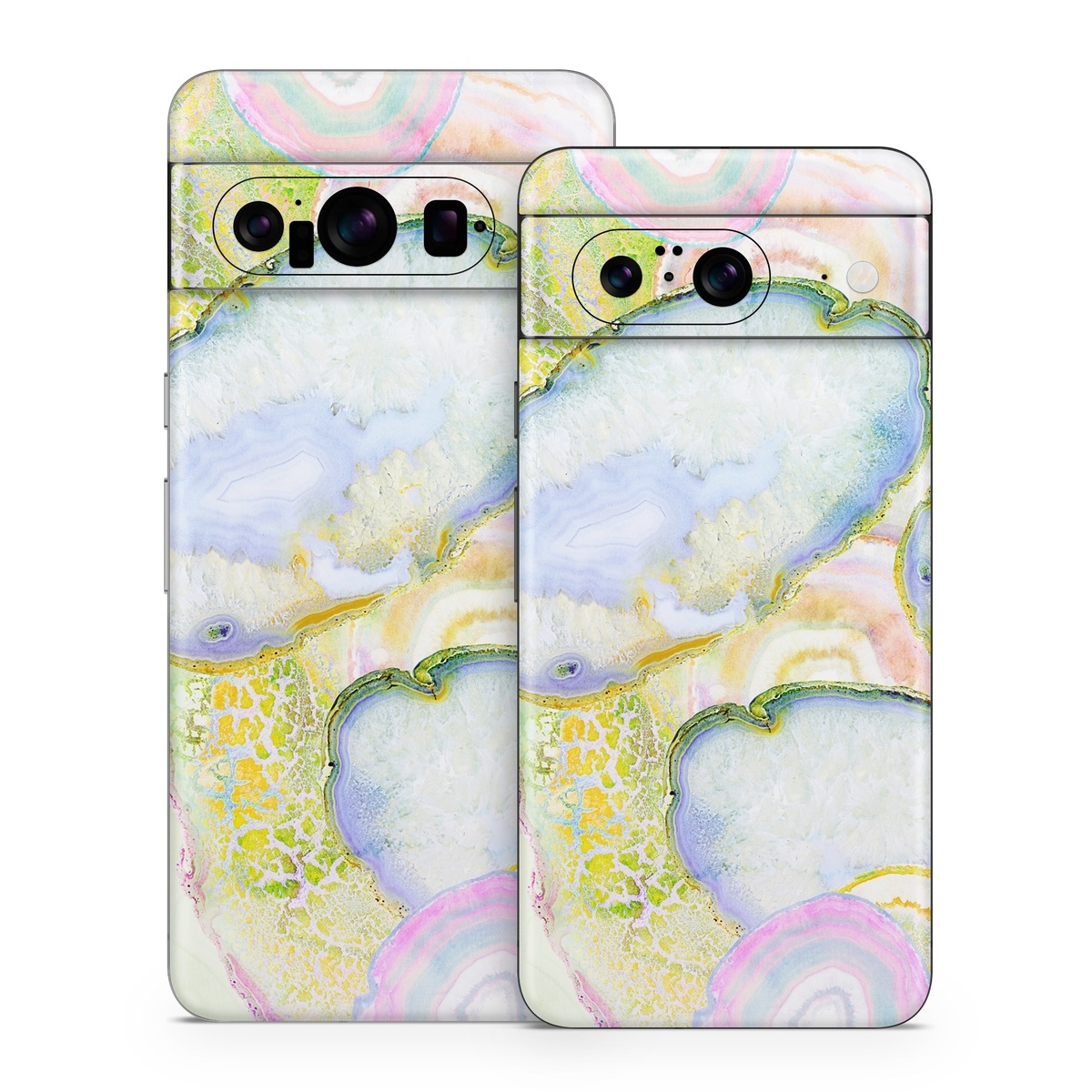 Google Pixel 8 Series Skin design of Watercolor paint, Illustration, Paint, Child art, Art, with blue, purple, green, yellow, pink colors
