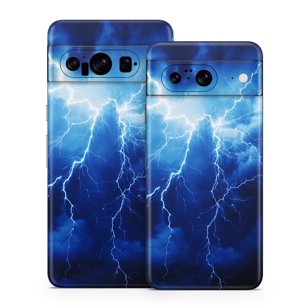 Google Pixel 8 Series Skin design of Thunder, Sky, Atmosphere, Daytime, Cloud, Water, Lightning, Light, Azure, Natural environment, with black, blue colors