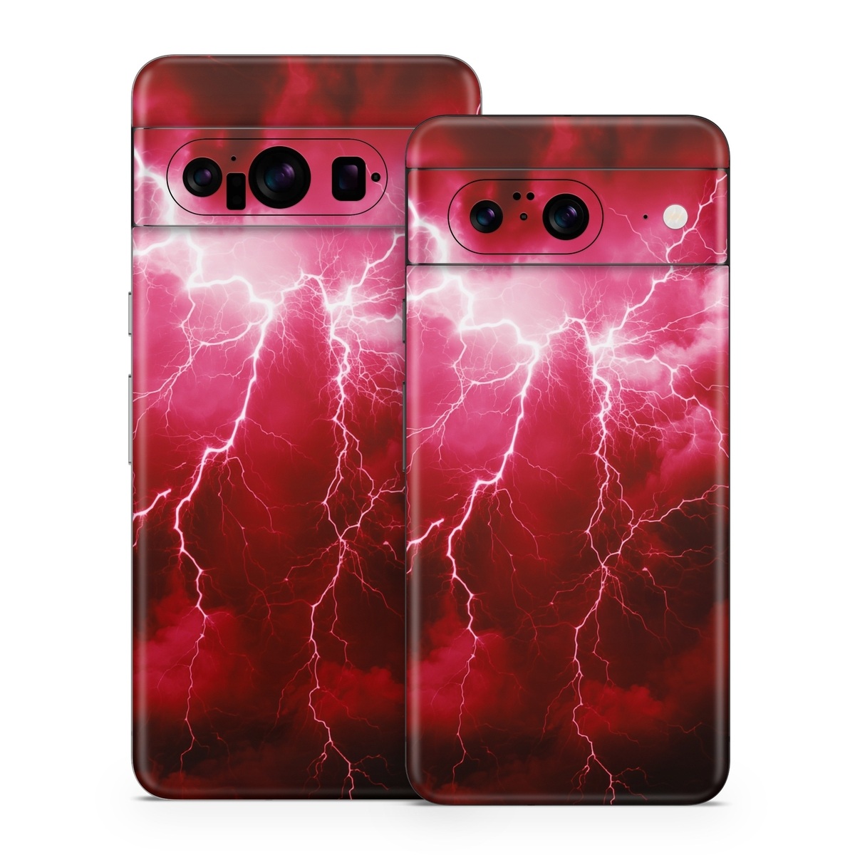 Google Pixel 8 Series Skin design of Thunder, Atmosphere, Sky, Light, Purple, Lighting, Water, Thunderstorm, Electricity, Pink, with black, red colors