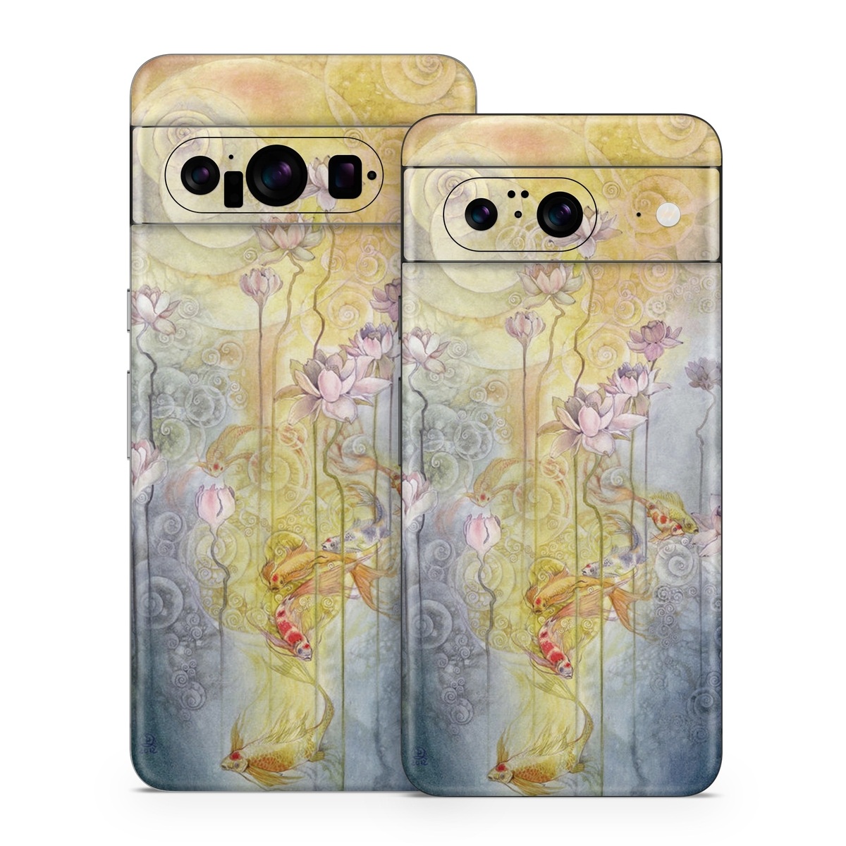 Google Pixel 8 Series Skin design of Watercolor paint, Painting, Art, Yellow, Flower, Acrylic paint, Floral design, Visual arts, Modern art, Illustration, with blue, red, orange, pink, yellow colors