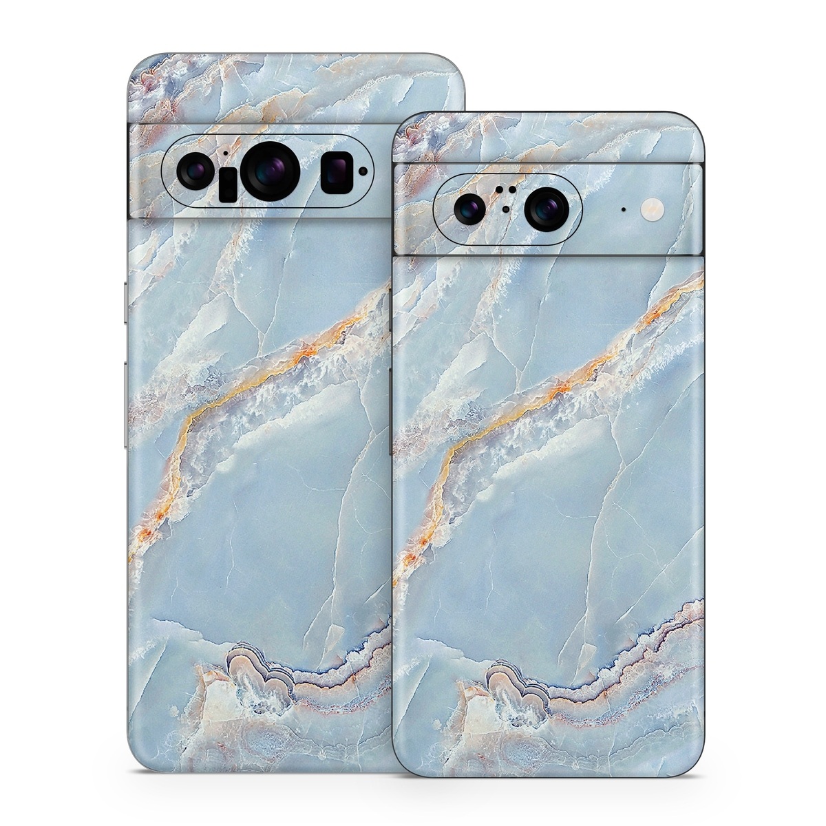 Google Pixel 8 Series Skin design of Blue, Azure, Aqua, Onyx, with blue, red, orange, white colors