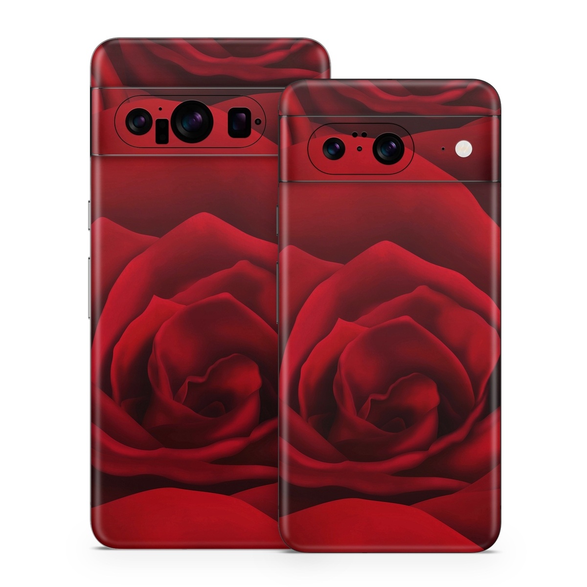 Google Pixel 8 Series Skin design of Red, Garden roses, Rose, Petal, Flower, Nature, Floribunda, Rose family, Close-up, Plant, with black, red colors