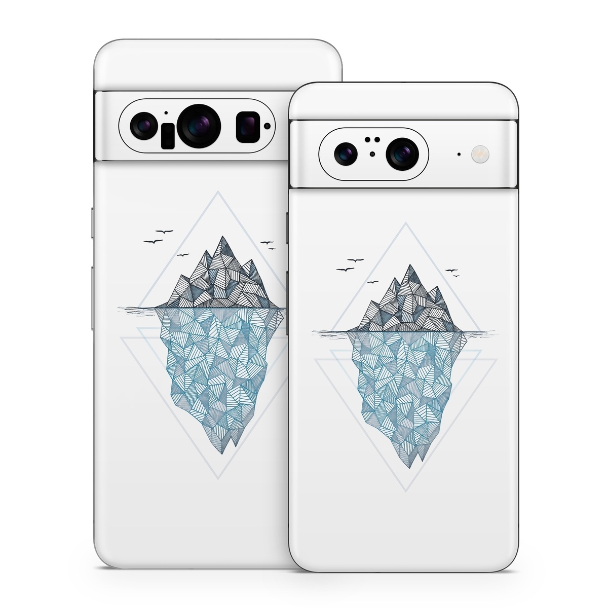 Google Pixel 8 Series Skin design of Line, Illustration, Design, Symmetry, Pattern, Triangle, Art, with white, black, gray, blue colors