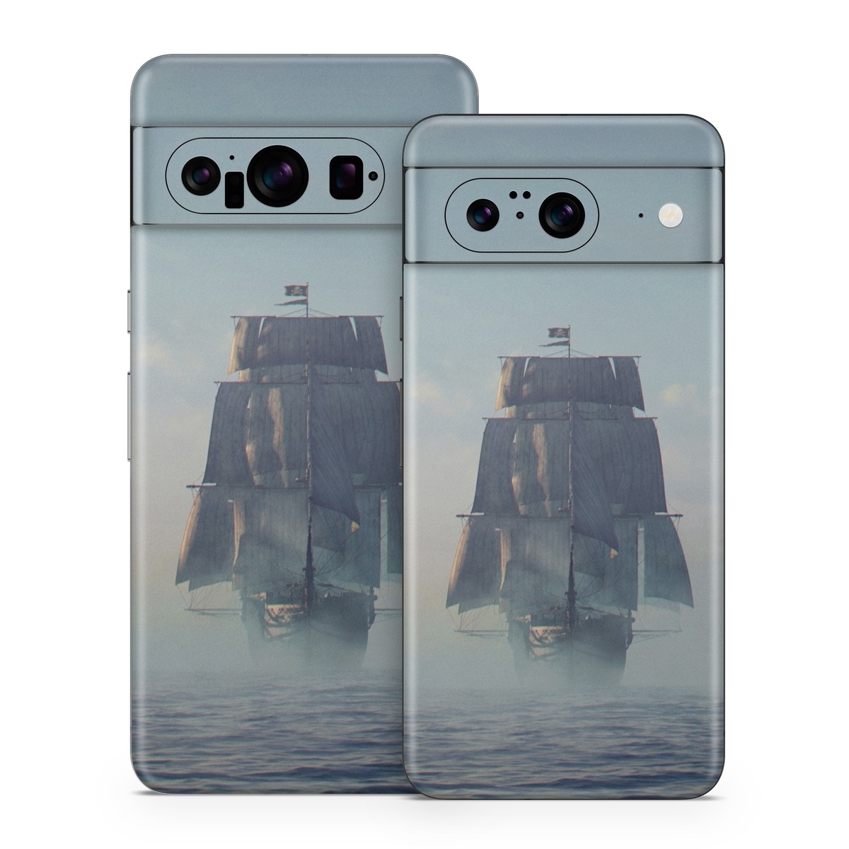 Google Pixel 8 Series Skin design of Atmospheric phenomenon, Vehicle, Mode of transport, Watercraft, Ship, Sea, with white, blue, black, gray colors