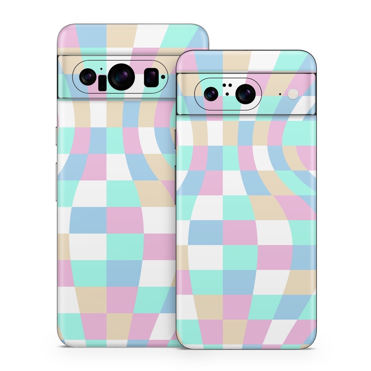 Google Pixel 8 Series Skin design of Azure, Textile, Rectangle, Art, Pink, Painting, Aqua, Font, Magenta, Material property, with white, blue, pink colors