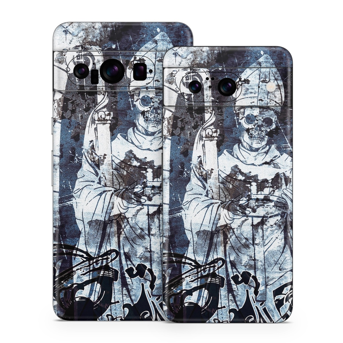 Google Pixel 8 Series Skin design of Illustration, Art, Monochrome, Visual arts, Drawing, Black-and-white, Graphic design, Fictional character, Fiction, Sketch, with white, black, blue, gray colors