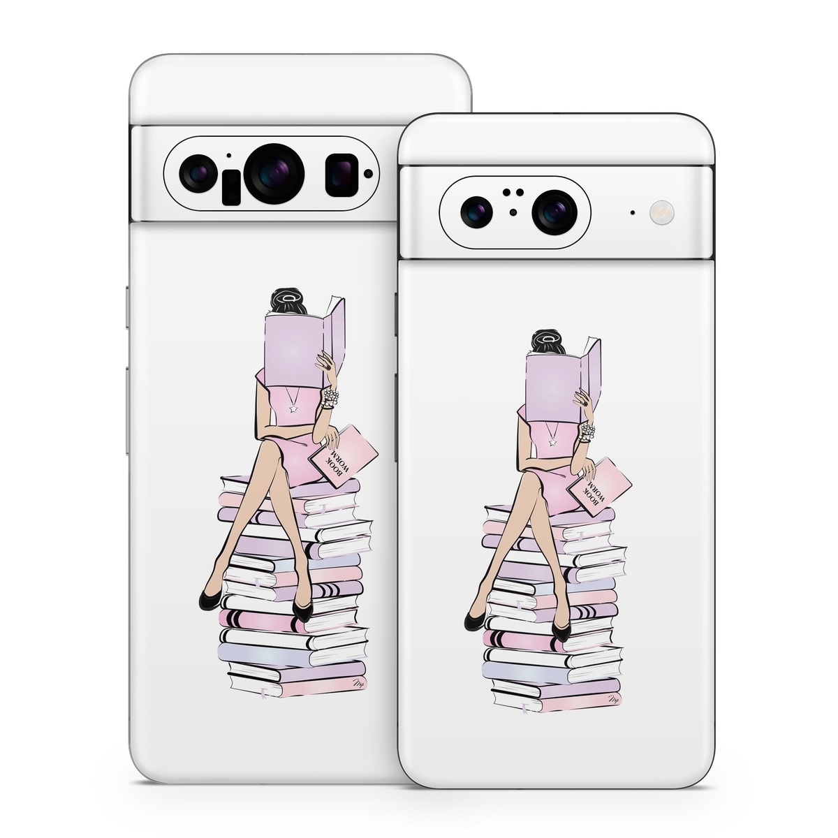 Google Pixel 8 Series Skin design of Gesture, Art, Cartoon, Font, Drawing, Illustration, Painting, Fictional character, Animation, Diagram, with black, white, pink, purple, blue, yellow, brown colors