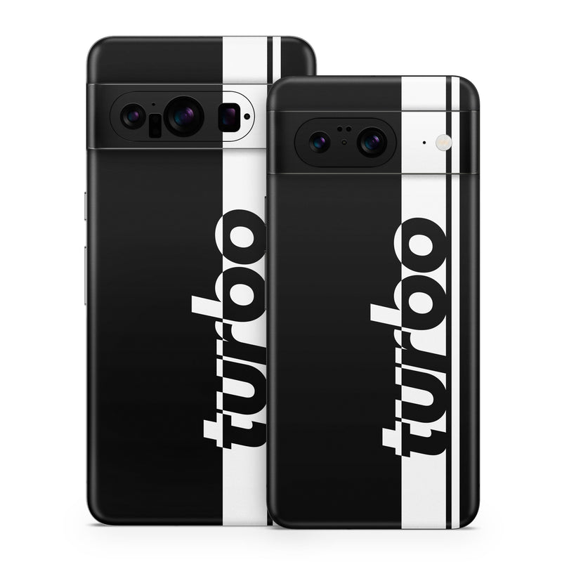 Google Pixel 8 Series Skin design of Font, Tints and shades, Rectangle, Electric blue, Logo, Brand, Graphics, Pattern, Darkness, Monochrome photography, with black, white colors