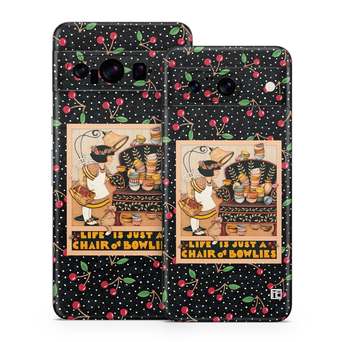 Google Pixel 8 Series Skin design of Poster, Illustration, Christmas eve, Christmas, Art, with black, red, green, orange, yellow colors