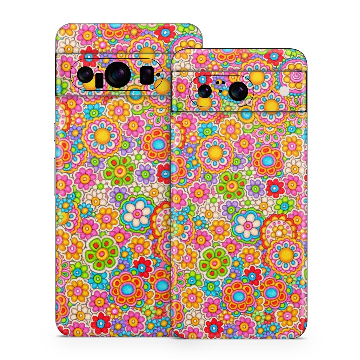 Google Pixel 8 Series Skin design of Pattern, Design, Textile, Visual arts, with pink, red, orange, yellow, green, blue, purple colors