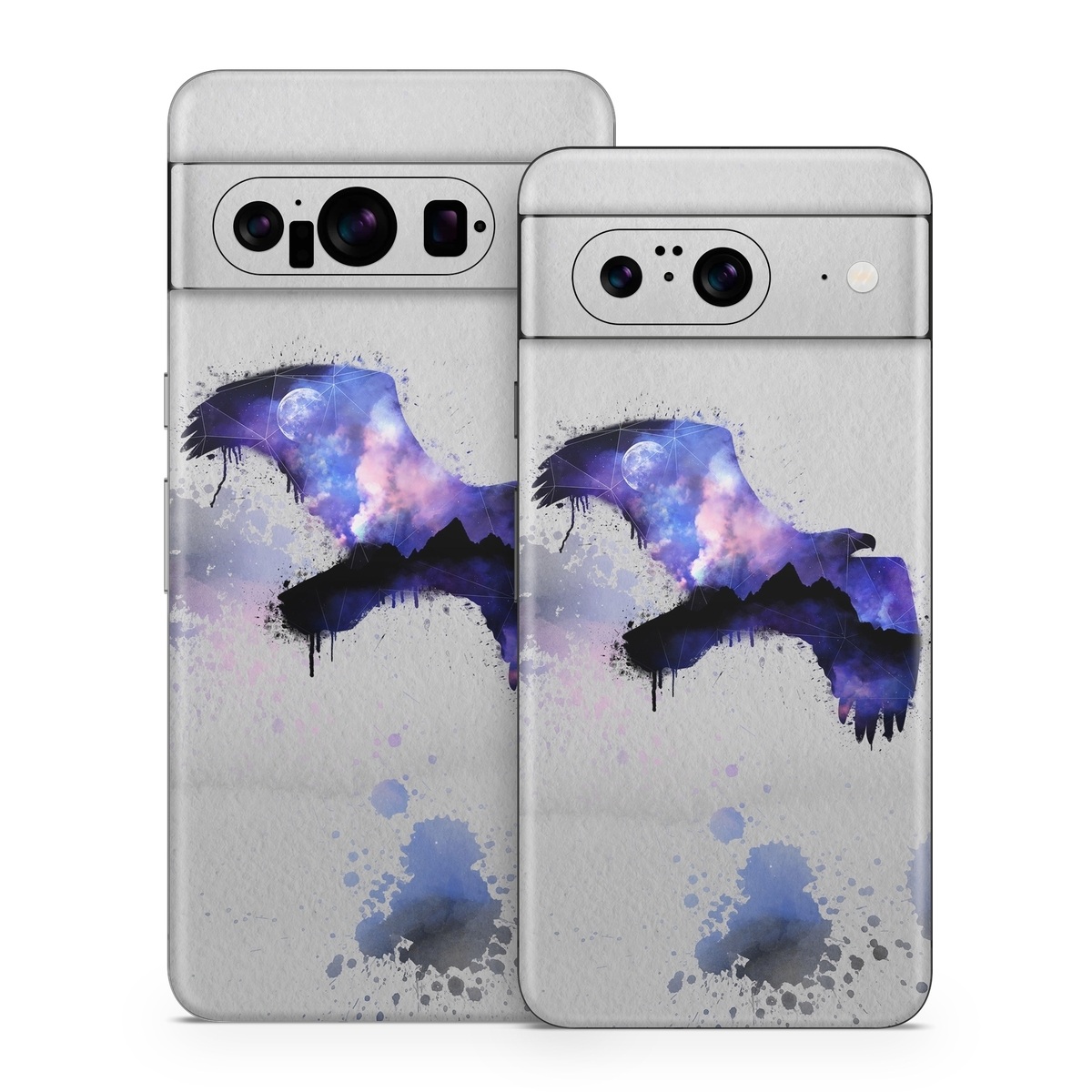 Google Pixel 8 Series Skin design of Blue, Watercolor paint, Purple, Water, Graphic design, Illustration, Art, Ink, Painting, Electric blue, with gray, white, blue, black, purple colors