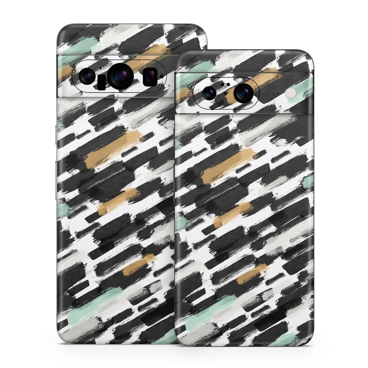 Google Pixel 8 Series Skin design of Pattern, Line, Design, Material property, Rectangle, with black, white, orange, blue, yellow colors