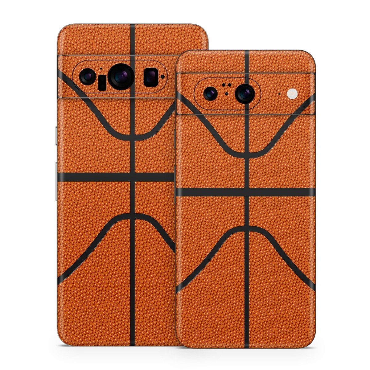 Google Pixel 8 Series Skin design of Orange, Basketball, Line, Pattern, Sport venue, Brown, Yellow, Design, Net, Team sport, with orange, black colors