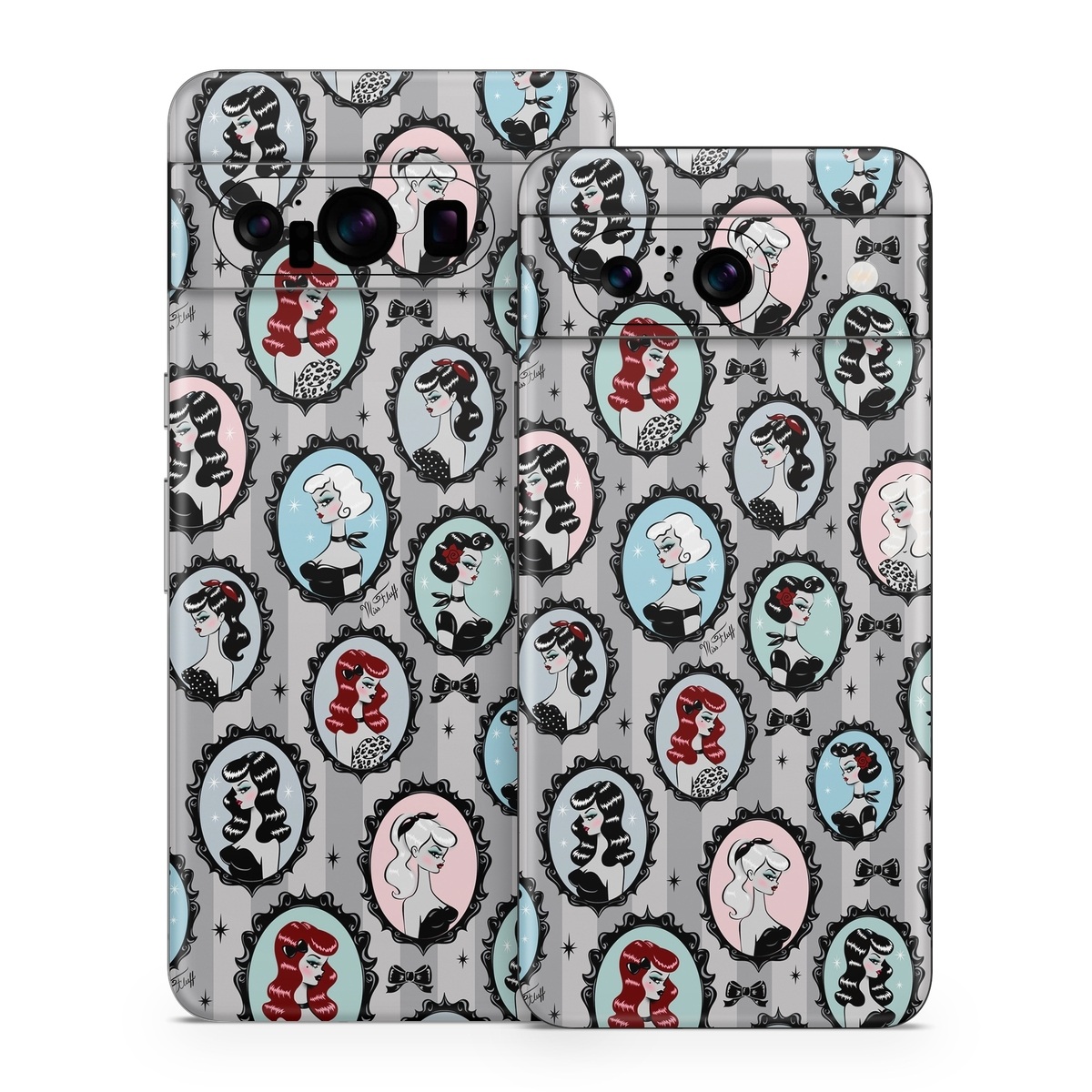 Google Pixel 8 Series Skin design of Pattern, Design, Textile, Visual arts, Circle, Art, with black, blue, gray, yellow, red, pink colors