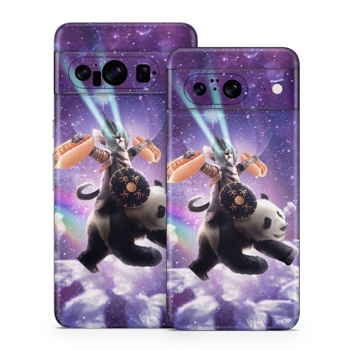 Google Pixel 8 Series Skin design of Bear, Illustration, Outer space, Animated cartoon, Graphic design, Teddy bear, Space, Sky, Graphics, Fictional character, with black, white, blue, brown, gray, red, yellow, green, pink colors