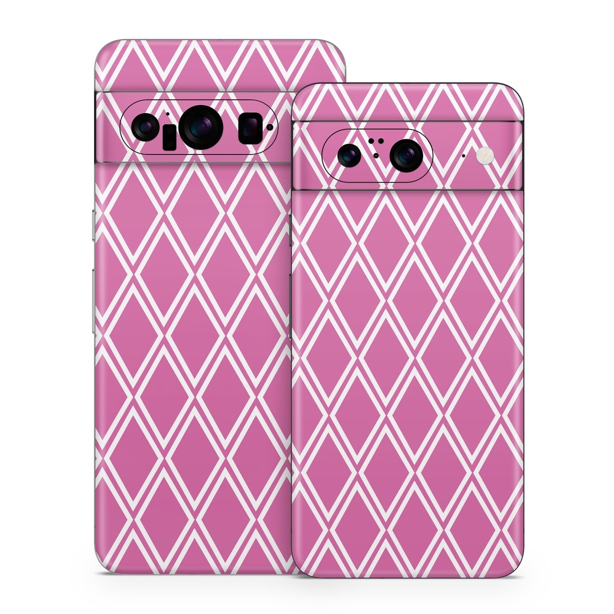 Google Pixel 8 Series Skin design of Pink, Rectangle, Font, Material property, Magenta, Symmetry, Parallel, Pattern, Peach, Circle, with pink, white colors