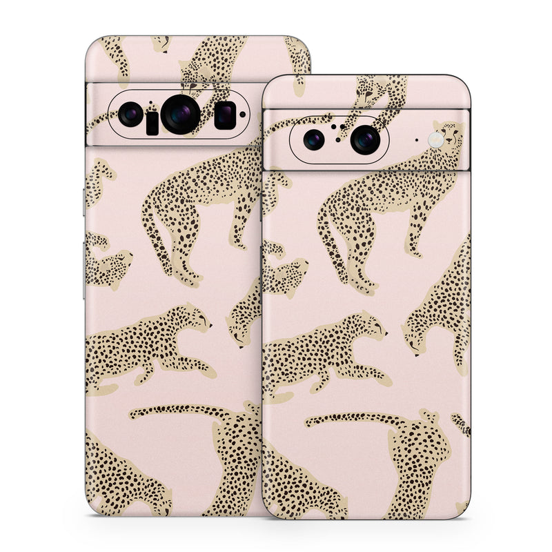 Google Pixel 8 Series Skin design of Hair, Vertebrate, White, Organ, Textile, Organism, Mammal, Felidae, Font, Line, with pink, yellow, black colors