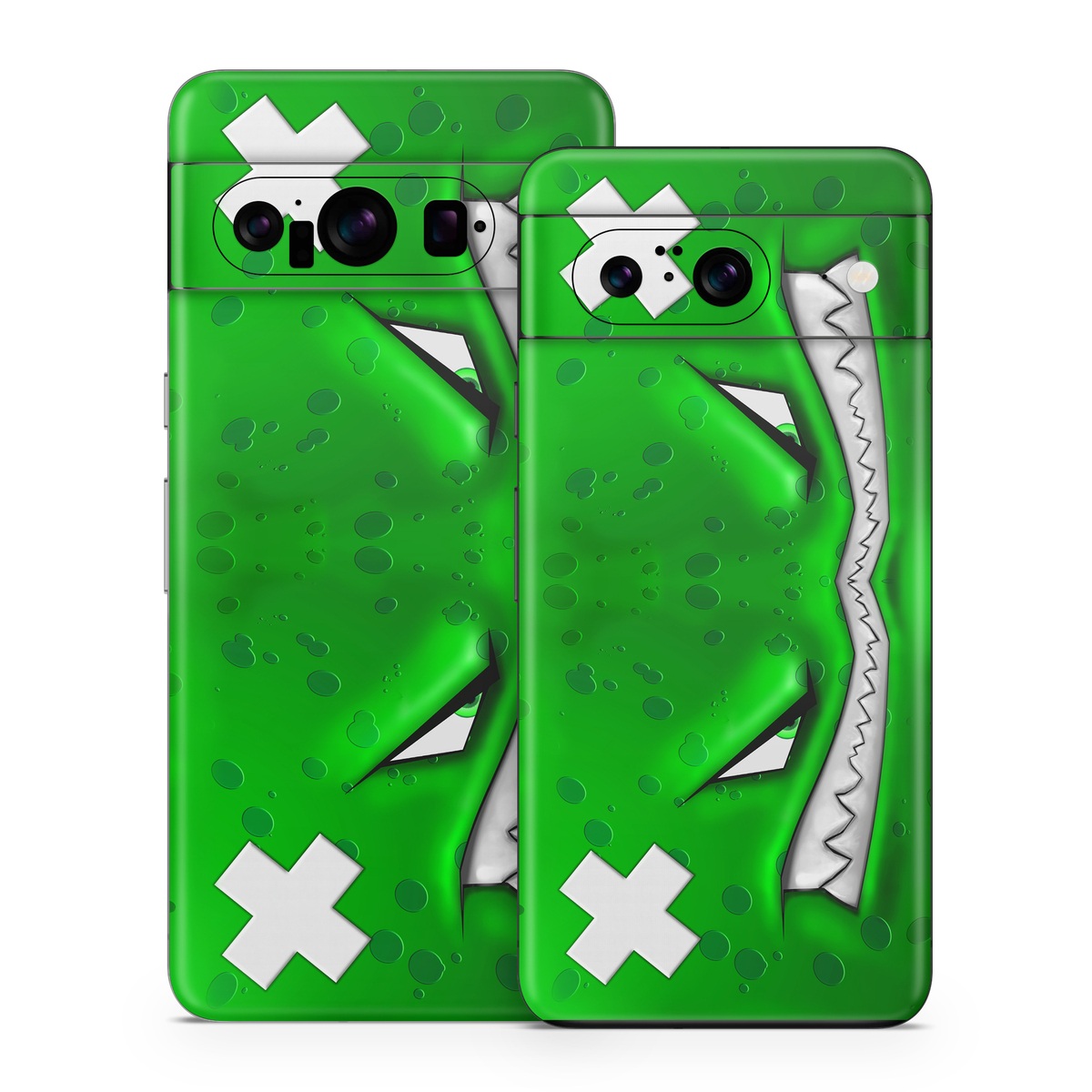 Google Pixel 8 Series Skin design of Green, Font, Animation, Logo, Graphics, Games, with green, white colors