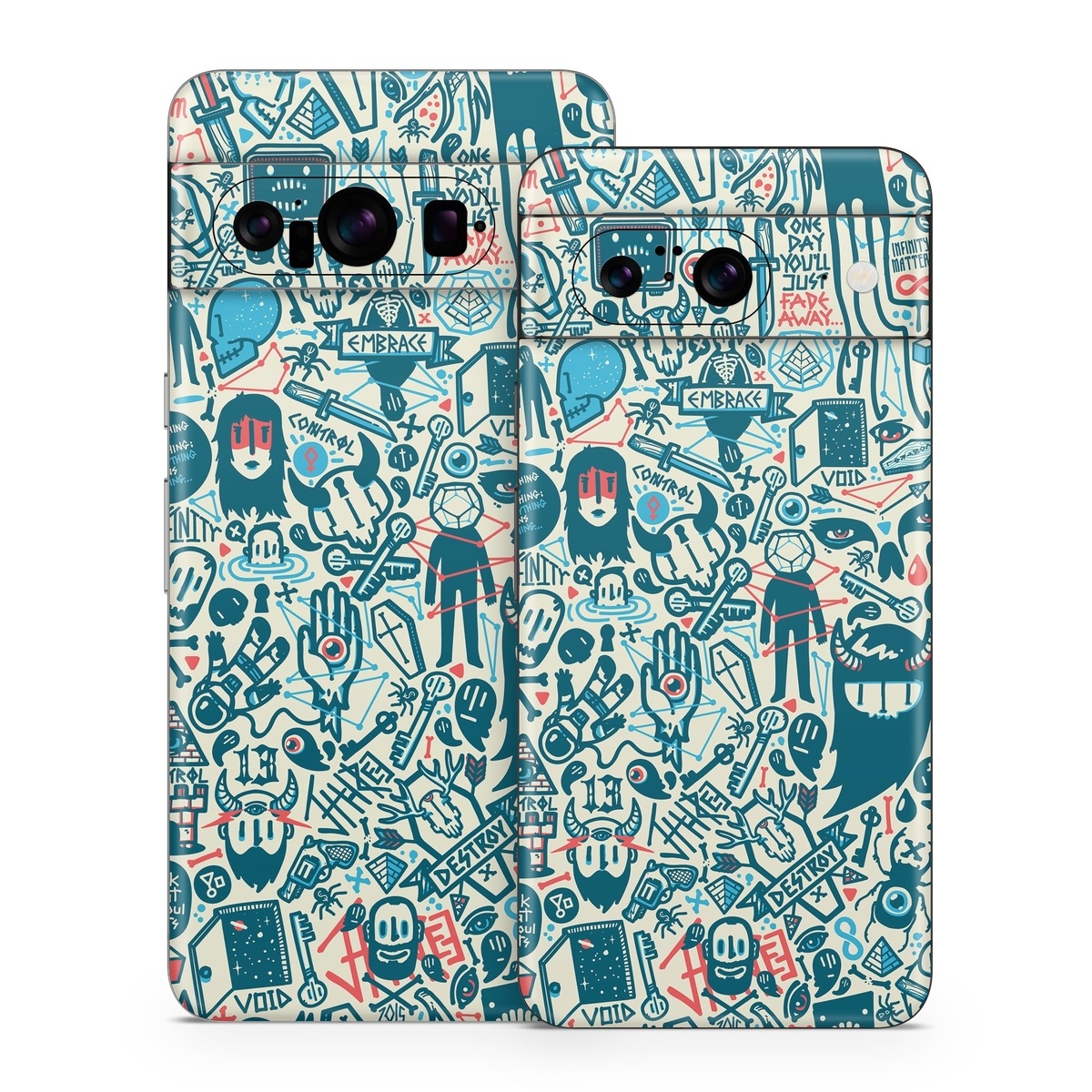 Google Pixel 8 Series Skin design of Pattern, Psychedelic art, Turquoise, Art, Design, Visual arts, Line, Drawing, Doodle, Graphic design, with white, green, blue, red colors