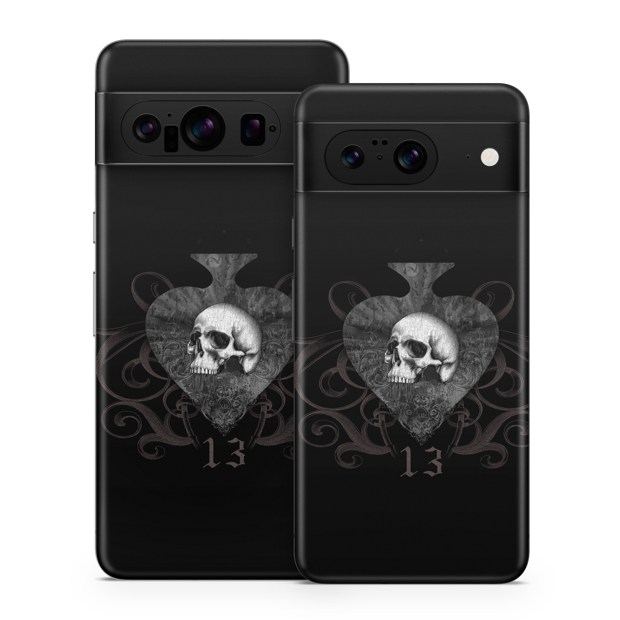 Google Pixel 8 Series Skin design of Bone, Jaw, Grey, Art, Skull, Font, Darkness, Monochrome photography, Illustration, Monochrome, with black, white, brown colors