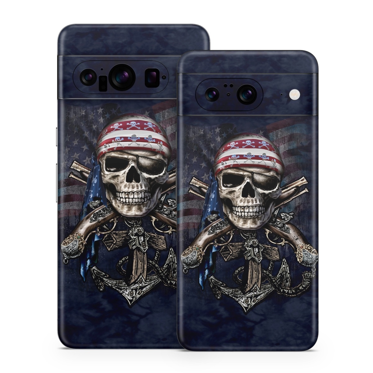 Google Pixel 8 Series Skin design of Skull, Bone, Skeleton, Illustration, Outerwear, T-shirt, Flag, Art, with black, gray, red colors