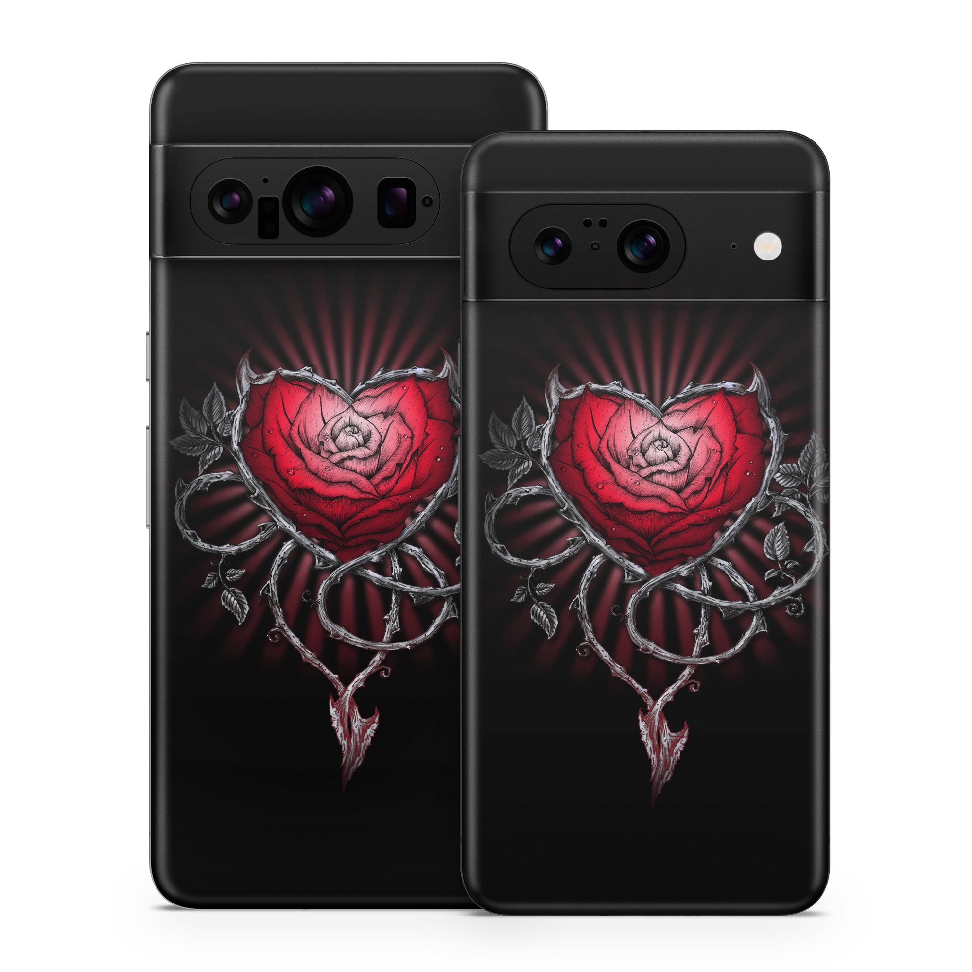 Google Pixel 8 Series Skin design of Human body, Flash photography, Gesture, Sleeve, Petal, Font, Jewellery, Fictional character, Magenta, Symmetry, with black, white, red, gray colors