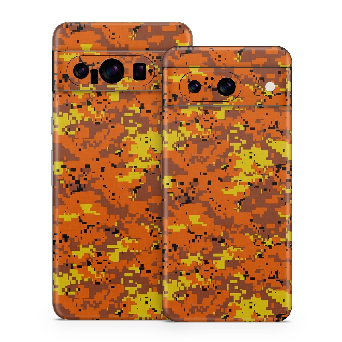Google Pixel 8 Series Skin design of Orange, Yellow, Leaf, Tree, Pattern, Autumn, Plant, Deciduous, with red, green, black colors